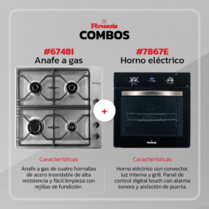 Combo anafe a gas 6748I y horno eléctrico 7867E